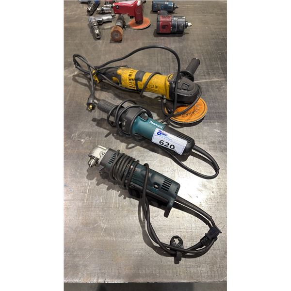 2 MAKITA GRINDERS & 1 DEWALT GRINDER