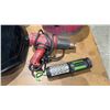 Image 4 : ASSORTED SHOP SUPPLIES- WELDING HELMETS, WORK LIGHT, HEAT GUN, KNEE PADS, TOOLBOX WITH CONTENTS &