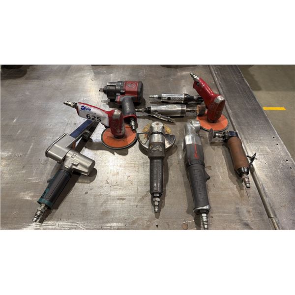 GROUP OF APPROX 9 PNEUMATIC TOOLS- DIE GRINDERS, DRILLS, GRINDERS, SANDER