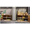 Image 1 : CONTENTS OF WOODEN SHELVING UNIT- ASSORTED TAPE, NITRILE GLOVES, PLASTIC ORGANIZER BINS, TAPE GUNS,