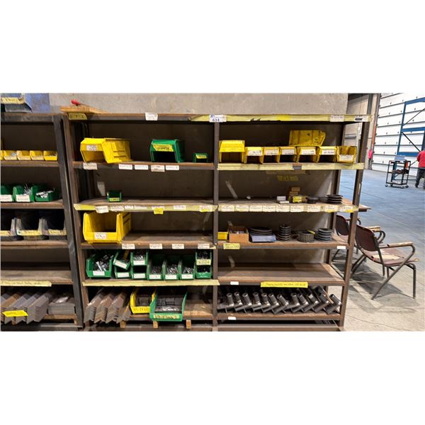 METAL/WOOD SHELVING UNIT WITH ASSORTED HARDWARE & STEEL COMPONENTS