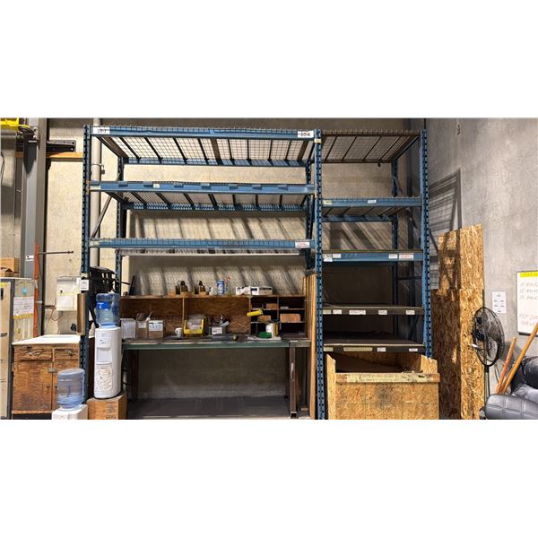 BLUE PALLET RACKING UNIT - (3) 12FT UPRIGHTS, (6) 9FT SIDE RAILS, (10) 4FT SIDE RAILS