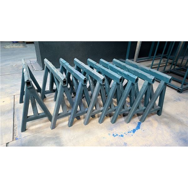 GROUP OF 8 STEEL SAW HORSES - APPROX. 3FT ACROSS X 2 1/2FT HIGH