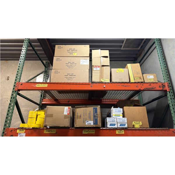 ASSORTED BOXES OF PROFESSIONAL PAINTERS SUPPLIES - COVERALLS, PAINTING HELMETS, TRAYS,