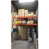 Image 1 : 1 BAY OF ORANGE PALLET RACKING W/MESH DECK SHELVING - (2) UPRIGHTS AND (4) SIDE RAILS