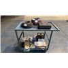 Image 1 : 2 TIER METAL SHOP CART WITH ASSORTED WORK GLOVES, CO2 CANS, DRY WICKING