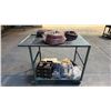 Image 3 : 2 TIER METAL SHOP CART WITH ASSORTED WORK GLOVES, CO2 CANS, DRY WICKING
