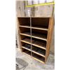 Image 5 : BROWN FOLDING UTILITY TABLE, 2 CHAIRS, WOODEN SHELVING UNIT, WOODEN SHOP TABLE & WHITEBOARD