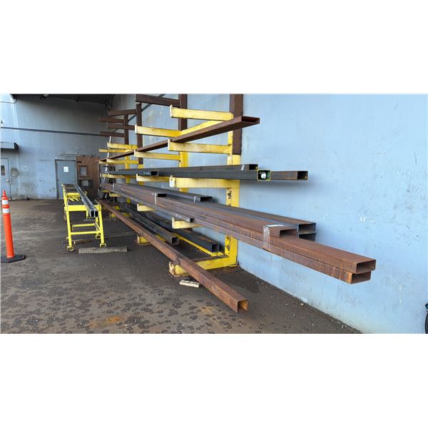 STEEL TUBE STOCK MATERIAL, ASSORTED SIZES APPROX 20 PCS *RACK NOT INCLUDED*