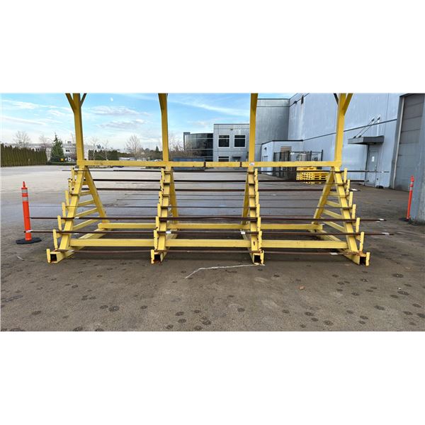 LARGE GROUP OF OF ASSORTED SIZE STEEL FLAT BAR *RACK NOT INCLUDED*