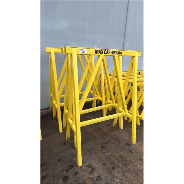 GROUP OF 4- 5'H YELLOW HEAVY DUTY SAW HORSES 4000LB CAPACITY