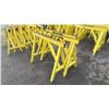 Image 1 : GROUP OF 3 YELLOW STEEL HEAVY DUTY SAW HORSES 4000LB CAPACITY APPROX 4'L X 3'H