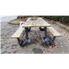 Image 2 : OUTDOOR WOODEN PICNIC TABLE APPROX 61" X 69"