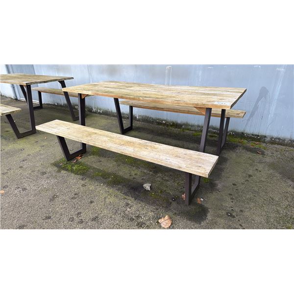 OUTDOOR WOODEN PICNIC TABLE APPROX 61" X 69"