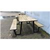 Image 2 : OUTDOOR WOODEN PICNIC TABLE APPROX 61" X 69"