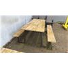 Image 3 : OUTDOOR WOODEN PICNIC TABLE APPROX 61" X 69"