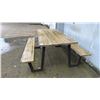 Image 2 : OUTDOOR WOODEN PICNIC TABLE APPROX 61" X 69"
