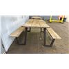 Image 3 : OUTDOOR WOODEN PICNIC TABLE APPROX 61" X 69"