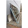 Image 1 : 2PC METAL GATE SET- EACH PANEL 8' X 8', BLACK CHAIN LINK ROLLING GATE & BLUE METAL FRAME