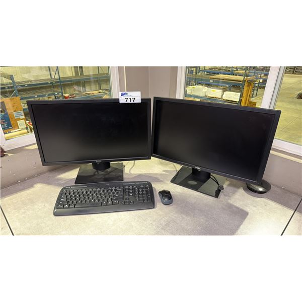 2 DELL 24" COMPUTER MONITORS, WIRELESS KEYBOARD/MOUSE & YEALINK PHONE