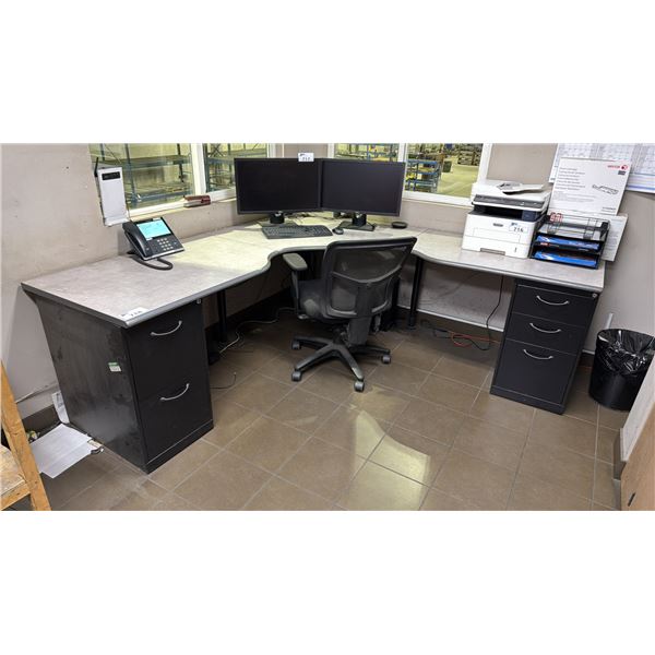 BLACK/GREY CONTEMPORARY 3 PC OFFICE DESK WITH CHAIR