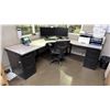 Image 1 : BLACK/GREY CONTEMPORARY 3 PC OFFICE DESK WITH CHAIR