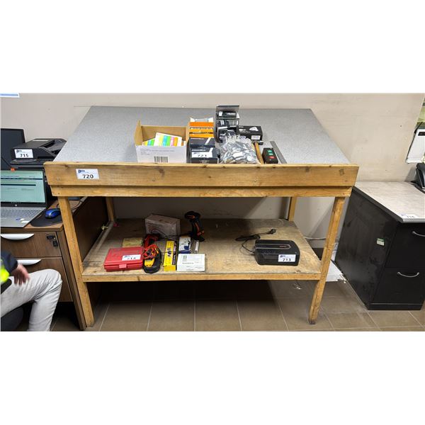 WOODEN DRAFTING TABLE & LARGE STAPLES OFFICE WHITEBOARD