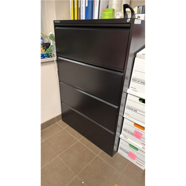 PERFORMANCE BLACK METAL 4 DRAWER LATERAL FILING CABINET