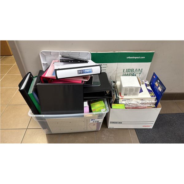 2 BINS OF ASSORTED OFFICE SUPPLIES