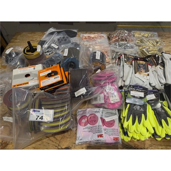 LOT OF WELDING SUPPLIES AND WORK GLOVES