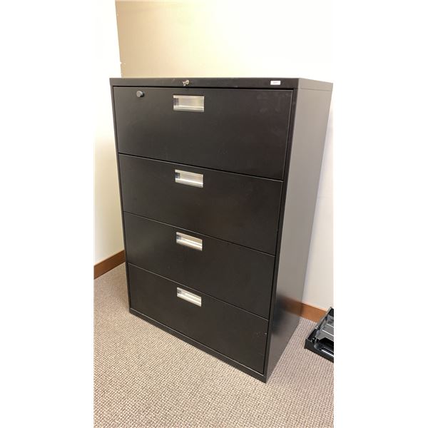 2 METAL HON LATERAL FILING CABINETS - (1) BLACK & (1) BEIGE