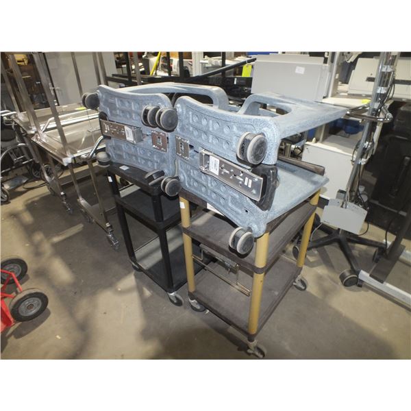 4 Plastic Carts On Wheels