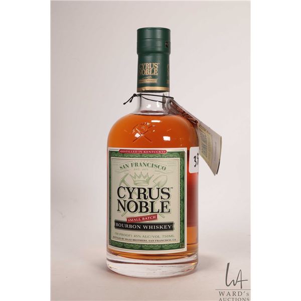 Cyrus Noble / Small Batch / Bourbon Whiskey / 750ml / 45% ABV Note: Alcohol cannot be insured by any