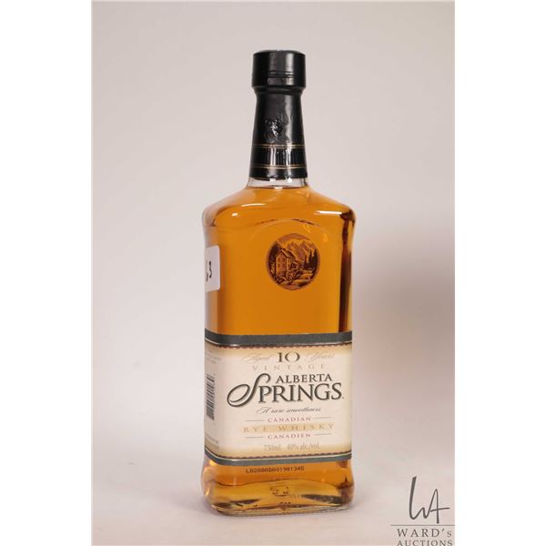 Alberta Springs / Vintage / Canadian Rye Whisky / Aged 10 Years / 750ml / 40% ABV Note: Alcohol cann