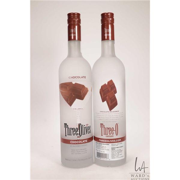 Two bottles of Three Olives / Chocolate Flavoured Vodka / 750ml / 35% ABV Note: Alcohol cannot be in