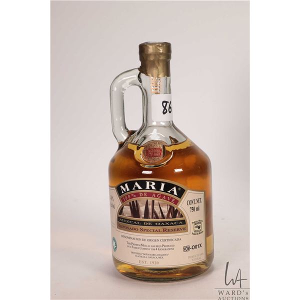 Maria / Mezcal De Oaxaca / Mezcal / 750ml / 40% ABV Note: Alcohol cannot be insured by any courier i