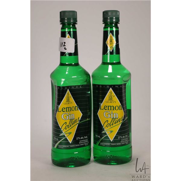 Two bottles of Gilbey's / Lemon Gin / Collins / 750ml / 27% ABV Note: Alcohol cannot be insured by a