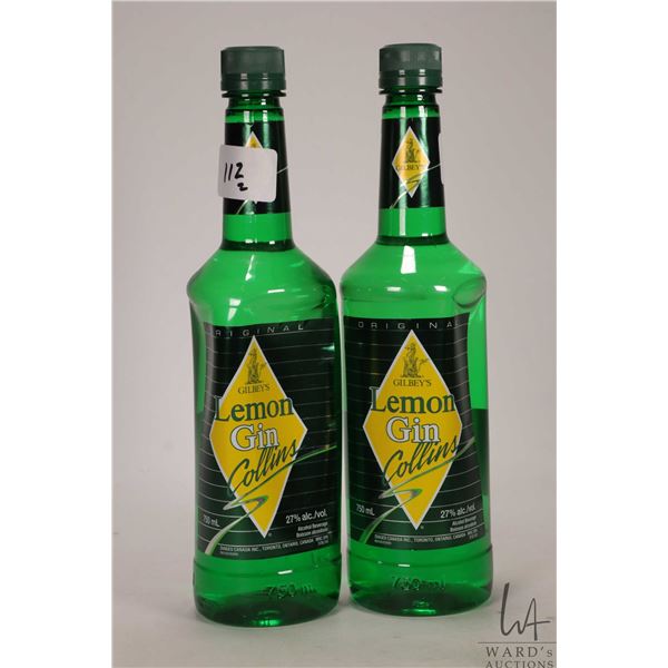 Two bottles of Gilbey's / Lemon Gin / Collins / 750ml / 27% ABV Note: Alcohol cannot be insured by a