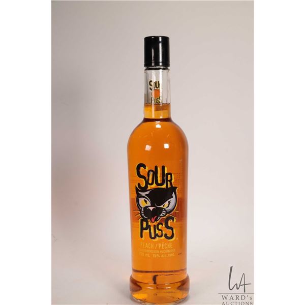 Sour Puss / Peach Liqour / 750ml / 15% ABV Note: Alcohol cannot be insured by any courier in Canada.