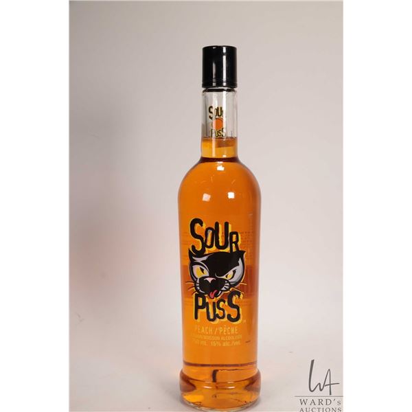 Sour Puss / Peach Liqour / 750ml / 15% ABV Note: Alcohol cannot be insured by any courier in Canada.