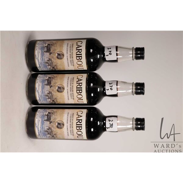 Three bottles of Caribou / Alcoholic Beverage / 750ml / 22.9% ABV Note: Alcohol cannot be insured by