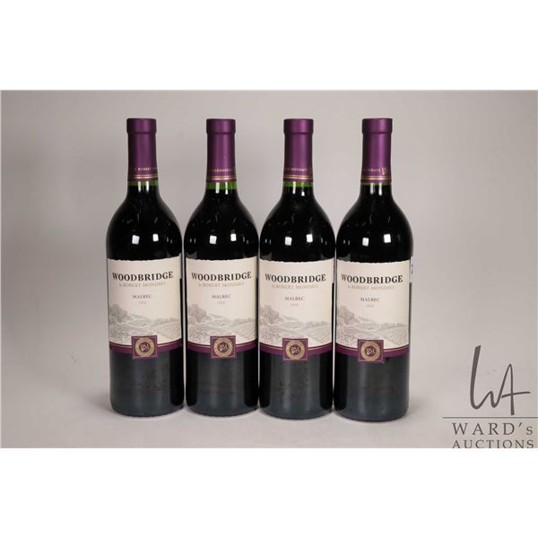 Four bottles of Woodbridge / Malbec / 750ml 12.5% ABV Note: Alcohol cannot be insured by any courier