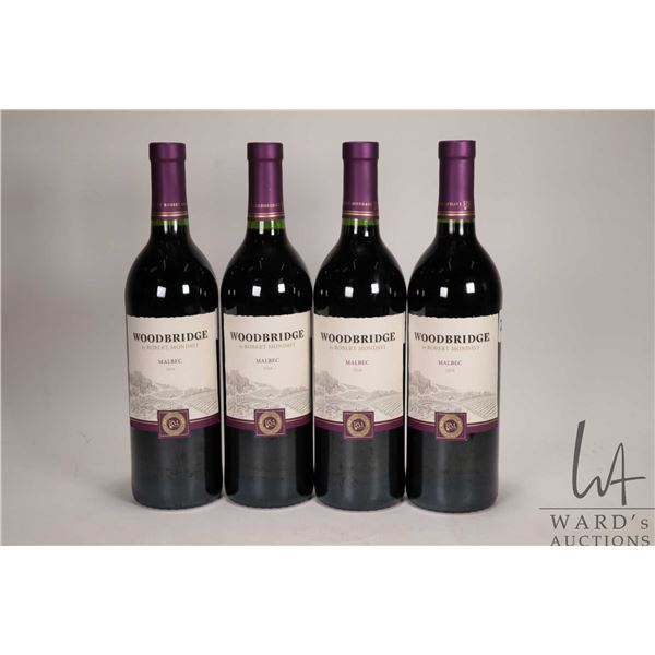 Four bottles of Woodbridge / Malbec / 750ml 12.5% ABV Note: Alcohol cannot be insured by any courier