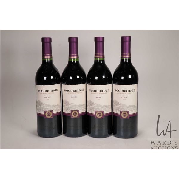 Four bottles of Woodbridge / Malbec / 750ml 12.5% ABV Note: Alcohol cannot be insured by any courier