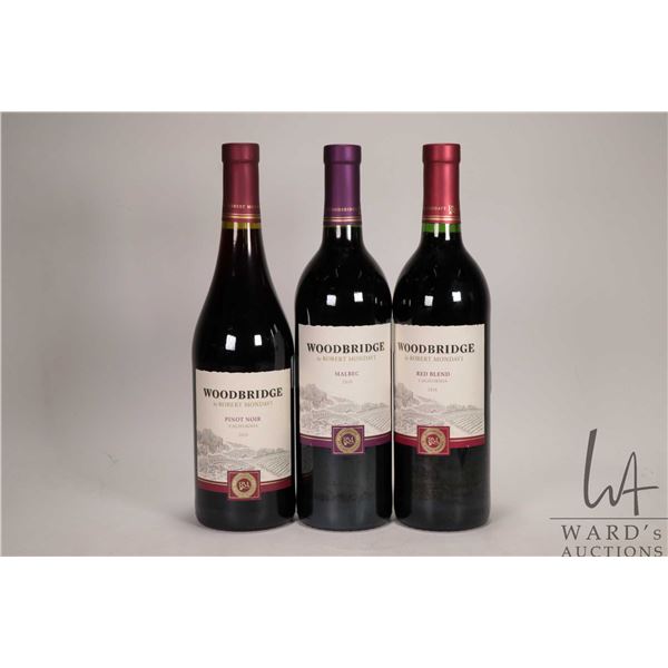 Three bottles of Woodbridge wine Including a Malbec / 750ml 12.5% ABV, a Red Blend / 750ml / 13.5% A