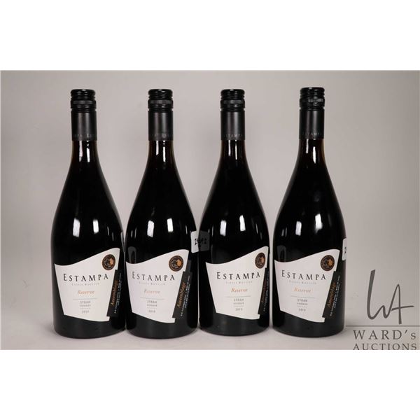 Four bottles of Estampa / Syrah / Viognier / 750ml / 14.5% ABV Note: Alcohol cannot be insured by an