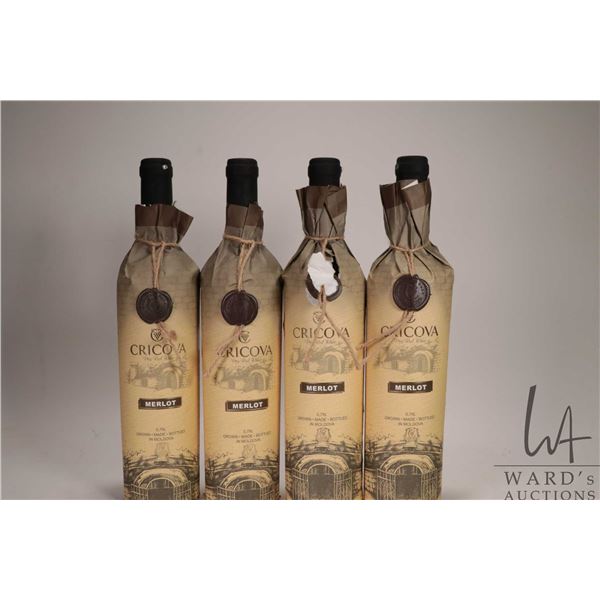 4 bottles of Cricova / Merlot / 750ml / 12.5% ABV Note: Alcohol cannot be insured by any courier in 