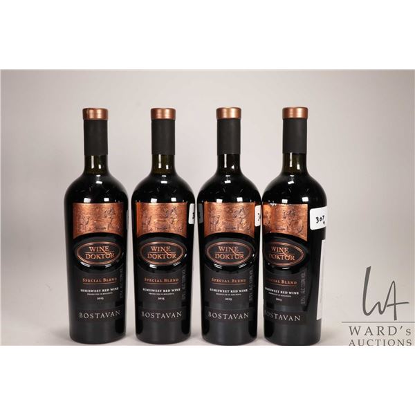 4 bottles of Wine Doktor / Special Blend / Semisweet Red Wine / 750ml / 13% ABV Note: Alcohol cannot
