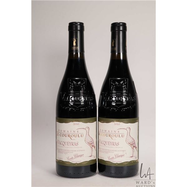 2 bottles of Domaine / Le Courloulu / Vacqueyras / 750ml / 14% ABV / 13.5% ABV Note: Alcohol cannot 
