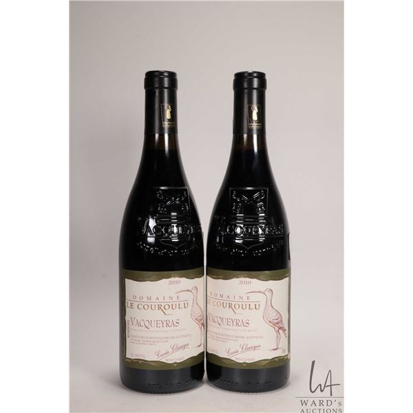 2 bottles of Domaine / Le Courloulu / Vacqueyras / 750ml / 14% ABV / 13.5% ABV Note: Alcohol cannot 